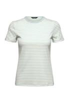 Striped Stretch Cotton Crewneck Tee Tops T-shirts & Tops Short-sleeved...