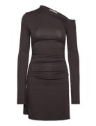 Gathered Mini Long Sleeve Dress Lyhyt Mekko Brown Weekday