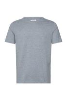 Mouliné O-Neck Tee S/S Tops T-shirts Short-sleeved Blue Lindbergh