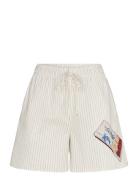2339 Crisp Stripe Shirting, Elastic Bottoms Shorts Casual Shorts White...