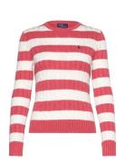 Striped Cable-Knit Cotton Sweater Tops Knitwear Jumpers Pink Polo Ralp...