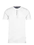 Ribbed Granddad Tee S/S Tops T-shirts Short-sleeved White Lindbergh