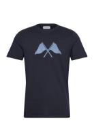 Copenhagen Print Tee S/S Tops T-shirts Short-sleeved Navy Lindbergh
