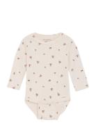 Body Ls Aop Rib Bodies Long-sleeved White Minymo