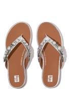 Gracie Jewel-Deluxe Metallic-Leather Flip-Flops Flipflopit Rantasandaa...