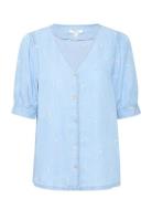 Bykosmo V Shirt - Tops Shirts Short-sleeved Blue B.young