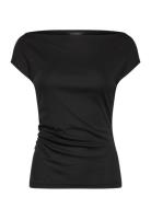 Jersey Asymmetrical Off-The-Shoulder Top Tops T-shirts & Tops Short-sl...