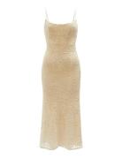 Adoni Crochet Midi Dress Polvipituinen Mekko Beige Bardot