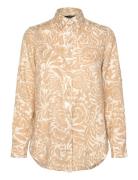 Relaxed Fit Floral Linen Shirt Tops Shirts Long-sleeved Beige Lauren R...