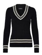 Cable-Knit Cotton Cricket Sweater Tops Knitwear Jumpers Black Lauren R...