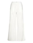 Wide Leg Cotton Poplin Pyjama Trousers Bottoms Trousers Wide Leg White...