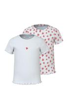 Nmfvemma 2P Aop Ss Slim Top Tops T-shirts Short-sleeved White Name It