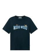 Wwbobby Tops T-shirts Short-sleeved Navy WOOD WOOD
