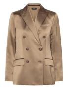Double-Breasted Charmeuse Blazer Blazers Double Breasted Blazers Beige...
