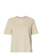 Slfessential Ss Boxy Tee Noos Tops T-shirts & Tops Short-sleeved Cream...