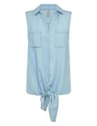 Sc-Liv Tops Blouses Sleeveless Blue Soyaconcept