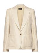 Linen-Blend Twill Blazer Blazers Single Breasted Blazers Cream Lauren ...