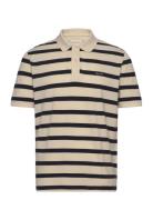Striped Polo Tops Polos Short-sleeved Beige GANT