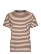 Ss Tee W Yarn Dye Stripes Tops T-shirts Short-sleeved Brown French Con...