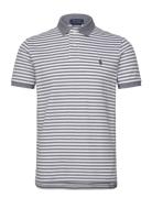 Custom Slim Fit Striped Mesh Polo Shirt Tops Polos Short-sleeved Navy ...