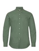 Slim Fit Garment-Dyed Oxford Shirt Tops Shirts Casual Khaki Green Polo...