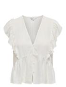Onlrian Flonce S/S Top Wvn Tops Blouses Short-sleeved White ONLY