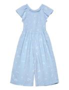 Jumpsuit Ss Smock Aop Jumpsuit Haalari Blue Lindex