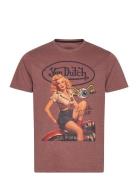 T-Shirt Print Burgundy Von Dutch Tops T-shirts Short-sleeved Red Von D...