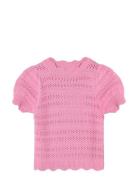 Magic Ss Puff Blouse Tops Knitwear Pullovers Pink Fliink