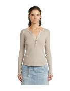 Deep V Slim L\S Wmn Tops T-shirts & Tops Long-sleeved Beige G-Star RAW