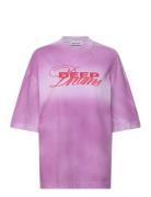 Wide Over D Printed T-Shirt Tops T-shirts & Tops Short-sleeved Pink We...