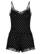 Cami Short Viscose Dot Yöpaita Black Hunkemöller