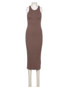 Ease Ribbed Tank Dress Maksimekko Juhlamekko Brown Aim´n