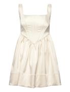 Livia Drop Waist Mini Dress Lyhyt Mekko Cream Malina