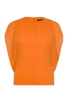 Eden Georgette Flutter Slv Top Tops T-shirts & Tops Sleeveless Orange ...