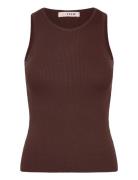 Rib Knit Tank Top Tops T-shirts & Tops Sleeveless Brown A-View