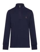 Cotton Interlock Quarter-Zip Pullover Tops Knitwear Pullovers Navy Ral...