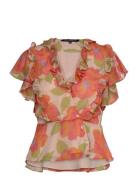 Louisa Hallie Crinkle Blouse Tops Blouses Short-sleeved Pink French Co...