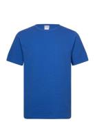 Slhsander Seersucker Ss O-Neck Tee Tops T-shirts Short-sleeved Blue Se...