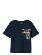 Nmmjorge Hotwheels Nreg Ss Top Box Sky Tops T-shirts Short-sleeved Nav...