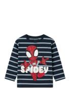 Nmmjosue Spider Nreg Ss Top Mar Tops T-shirts Long-sleeved T-shirts Na...