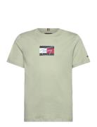 Tommy Script Flag Print Tee Ss Tops T-shirts Short-sleeved Yellow Tomm...