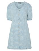 Pcfeline Ss Denim Dress Lyhyt Mekko Blue Pieces