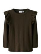 Nmfjulia Ls Slim Top Noos Tops T-shirts Long-sleeved T-shirts Brown Na...