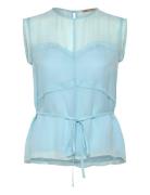 Delicate Crepe Chiffon Top Tops Blouses Sleeveless Blue Stella Nova