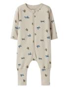 Nbmnightsuit Zip Ff Airplane Noos Pyjama Sie Jumpsuit Haalari Beige Na...
