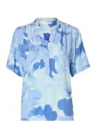 Slfsusie-Mivia Ss Aop Top Noos Tops Blouses Short-sleeved Blue Selecte...