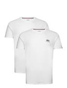Basic T Small Logo 2 Pack Tops T-shirts Short-sleeved White Alpha Indu...
