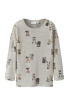 Nmmwang Wool Rib Ls Top Aop Tops T-shirts Long-sleeved T-shirts Cream ...