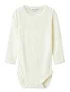 Nmfwang Wool Needle Ls Body Solid Bodies Long-sleeved White Name It
